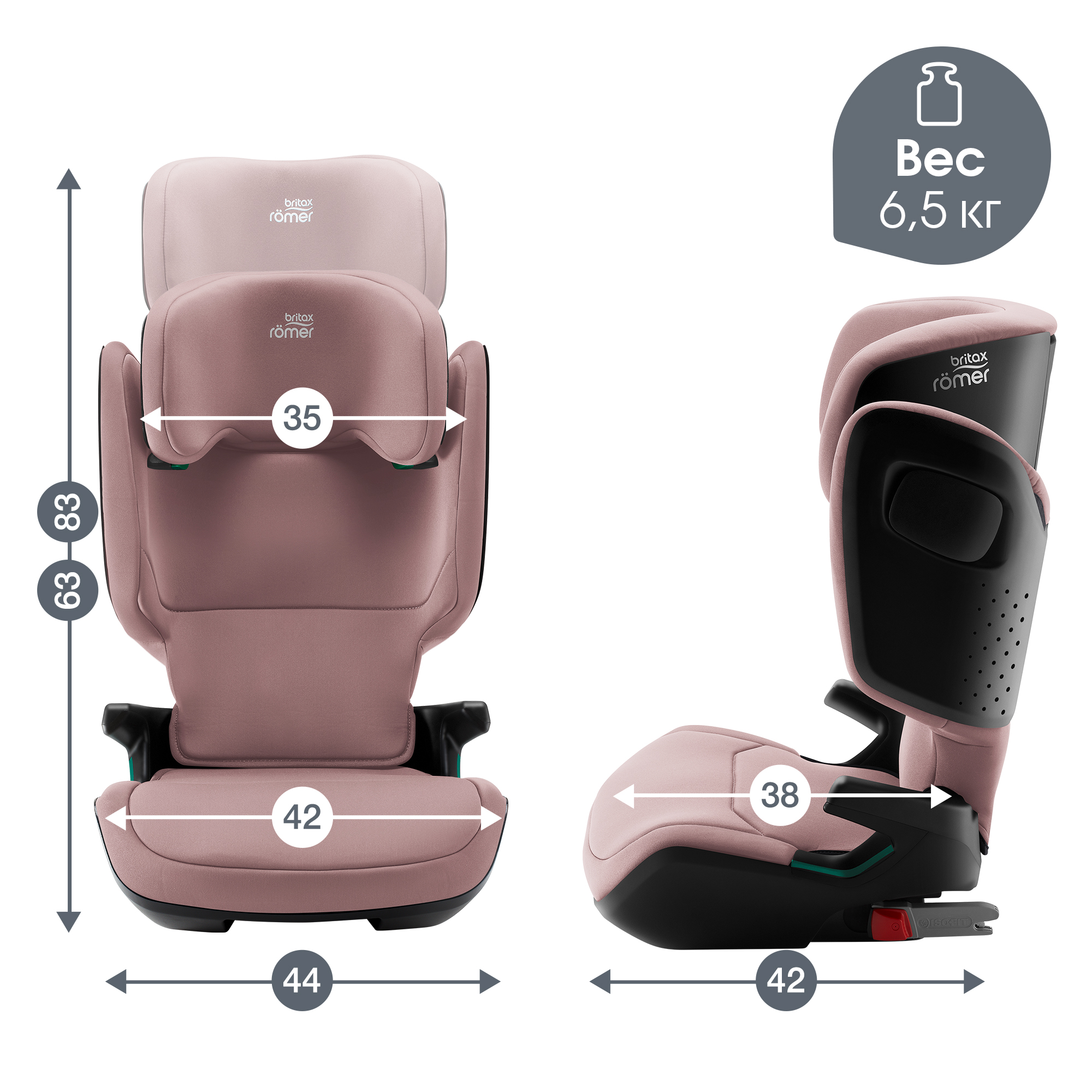 Детское автокресло Britax Roemer KIDFIX M i-SIZE Dusty Rose - фото 11