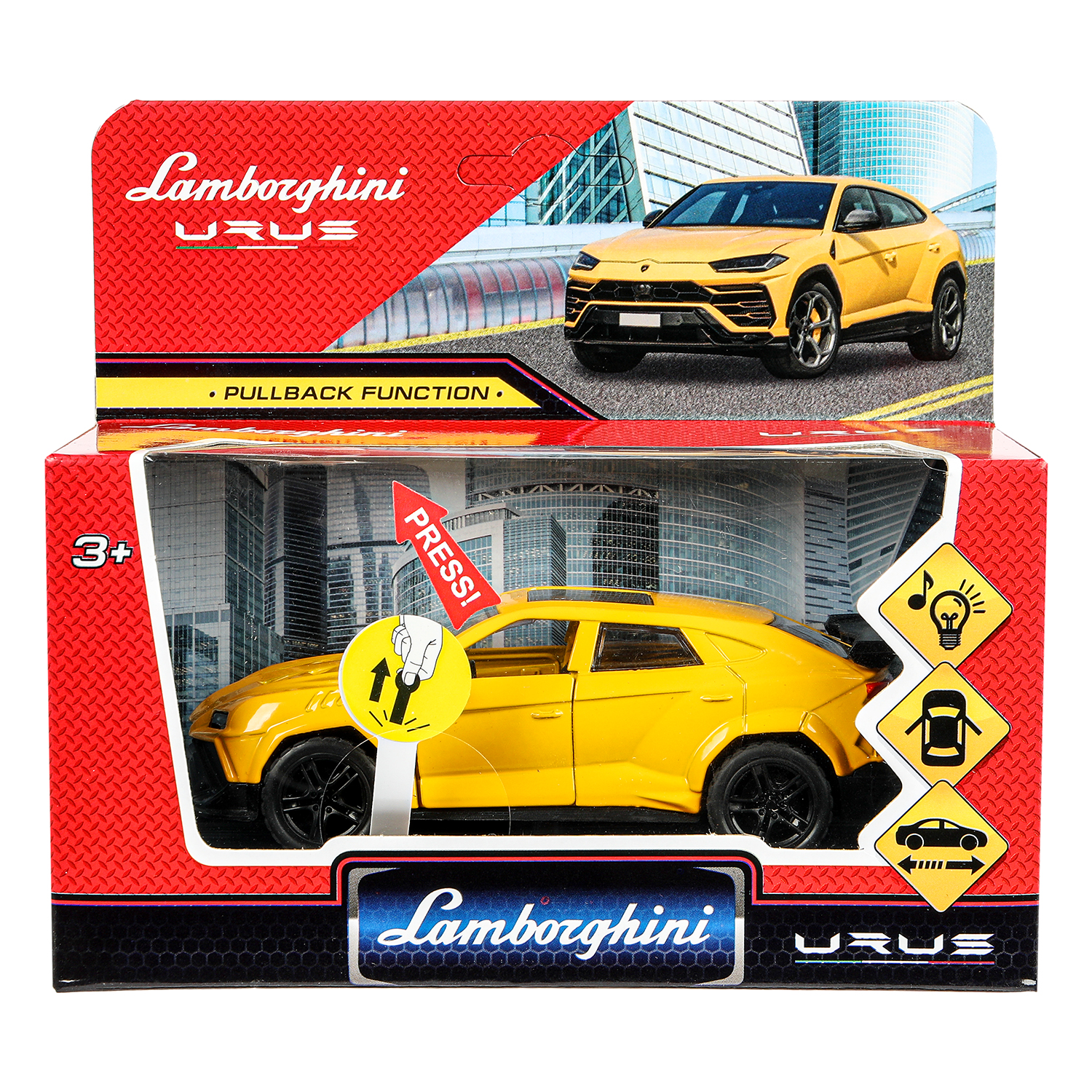 Автомобиль Huada Toys Lamborghini Urus желтый 390945 - фото 1