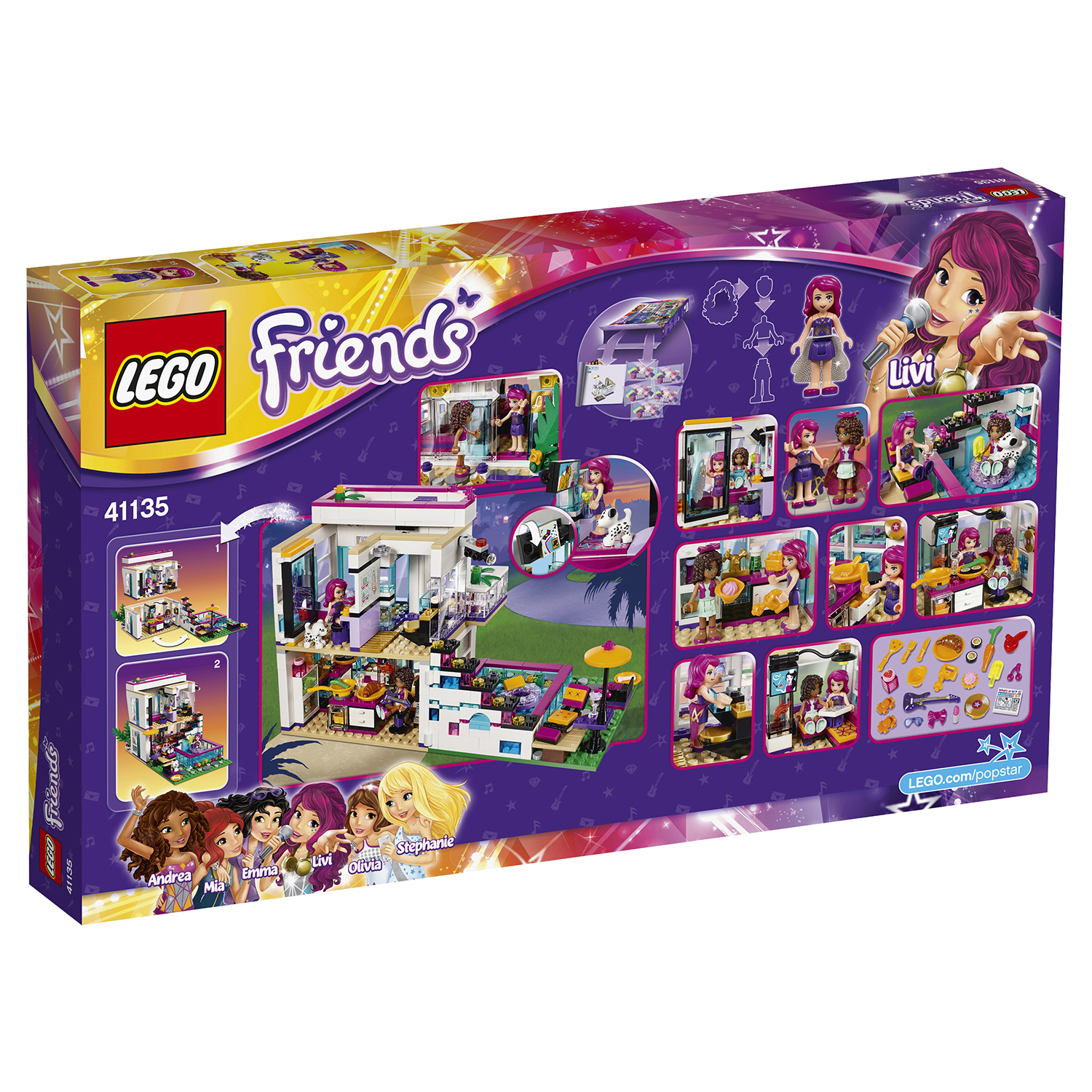 Конструктор LEGO Friends Поп-звезда: дом Ливи (41135) купить по цене 3999 ₽  в интернет-магазине Детский мир