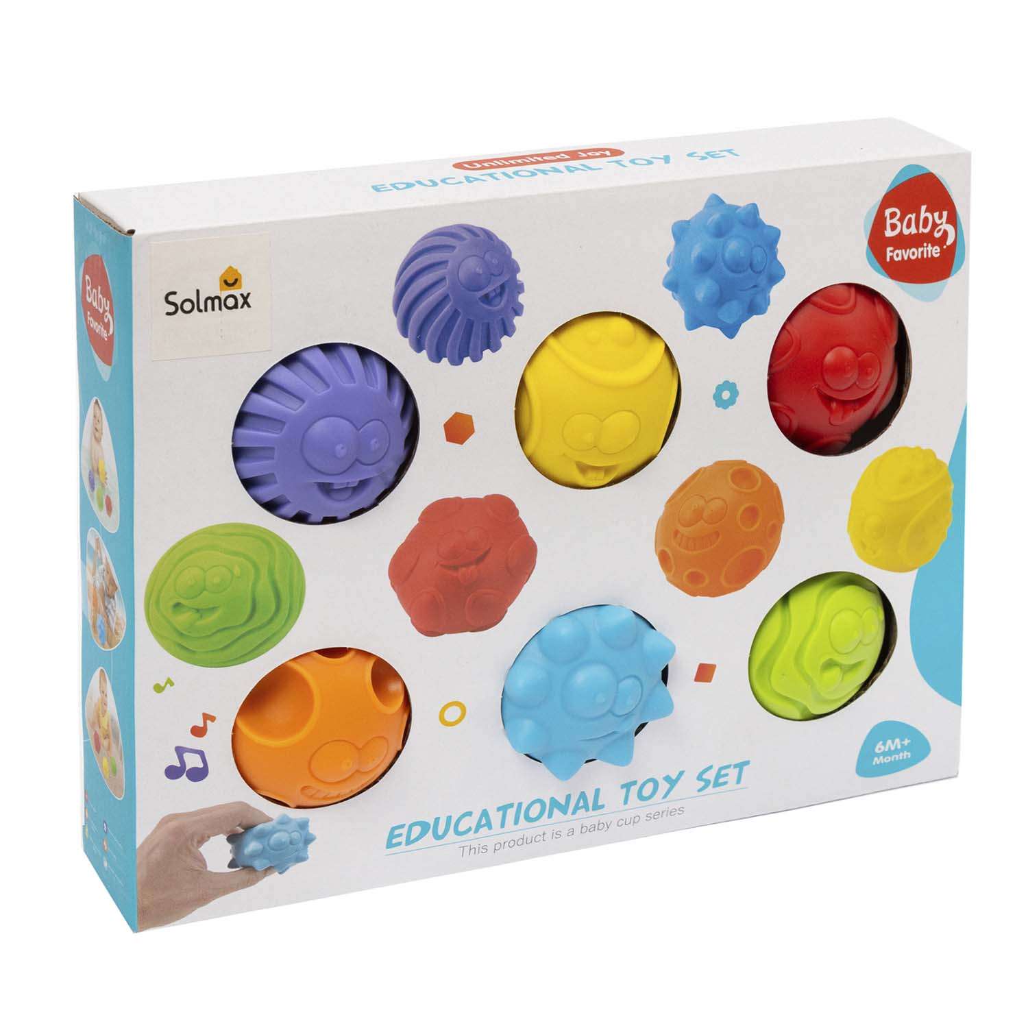 Мячики тактильные цветные Solmax набор из 6 шт SM06738 - фото 1