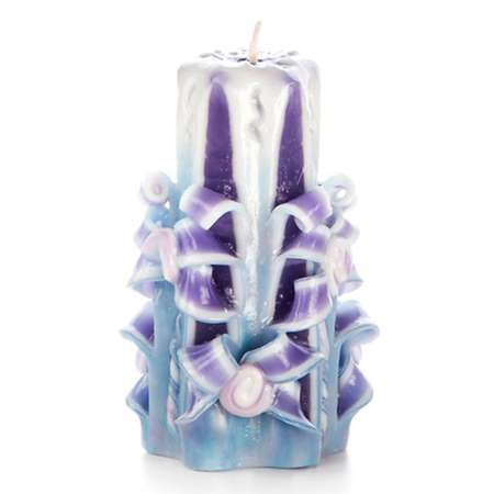 Свеча декоративная Aromatte резная ручной работы Lace Violet M кружева фиалки 11см