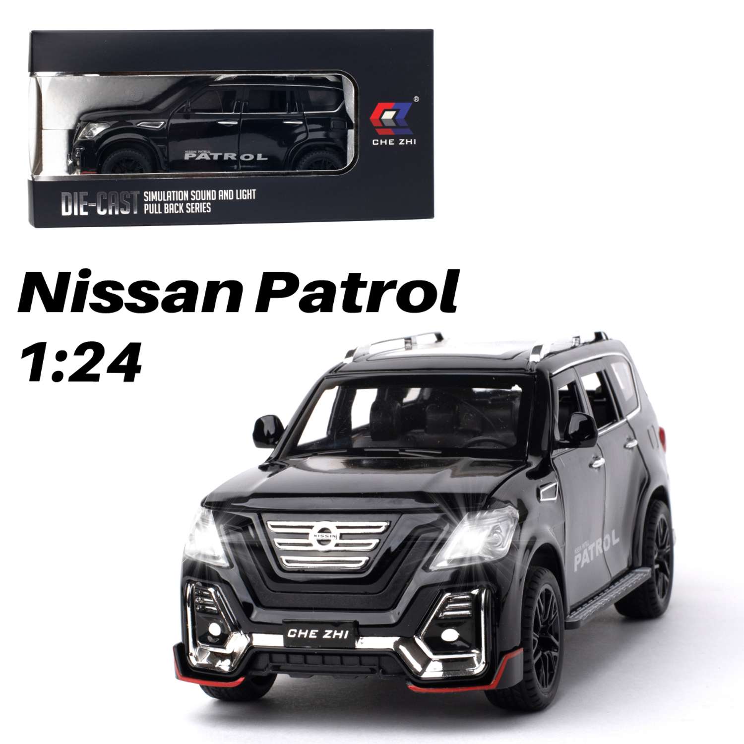 Машинка игрушка железная 1:24 Che Zhi Nissan Patrol CZ136blk - фото 1