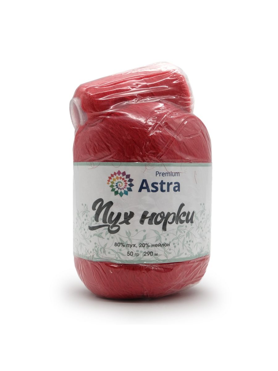 Пряжа Astra Premium Пух норки Mink yarn воздушная с ворсом 50 г 290 м 010 ярко-красный 1 моток - фото 6