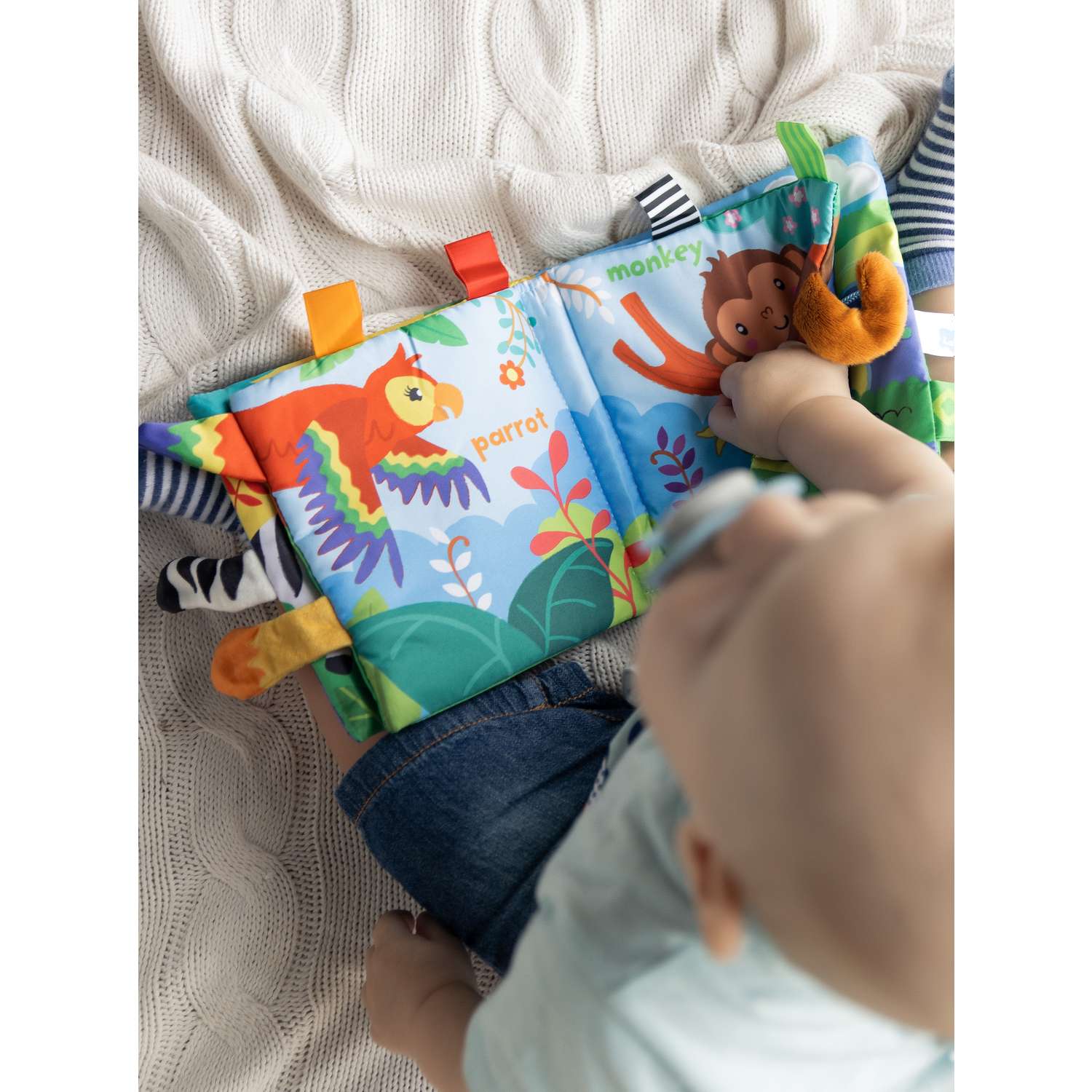 Мягкая книжка шуршалка FergoKids Сафари развивающие игрушки для новорожденных малышей девочек и мальчиков от 0 - фото 6