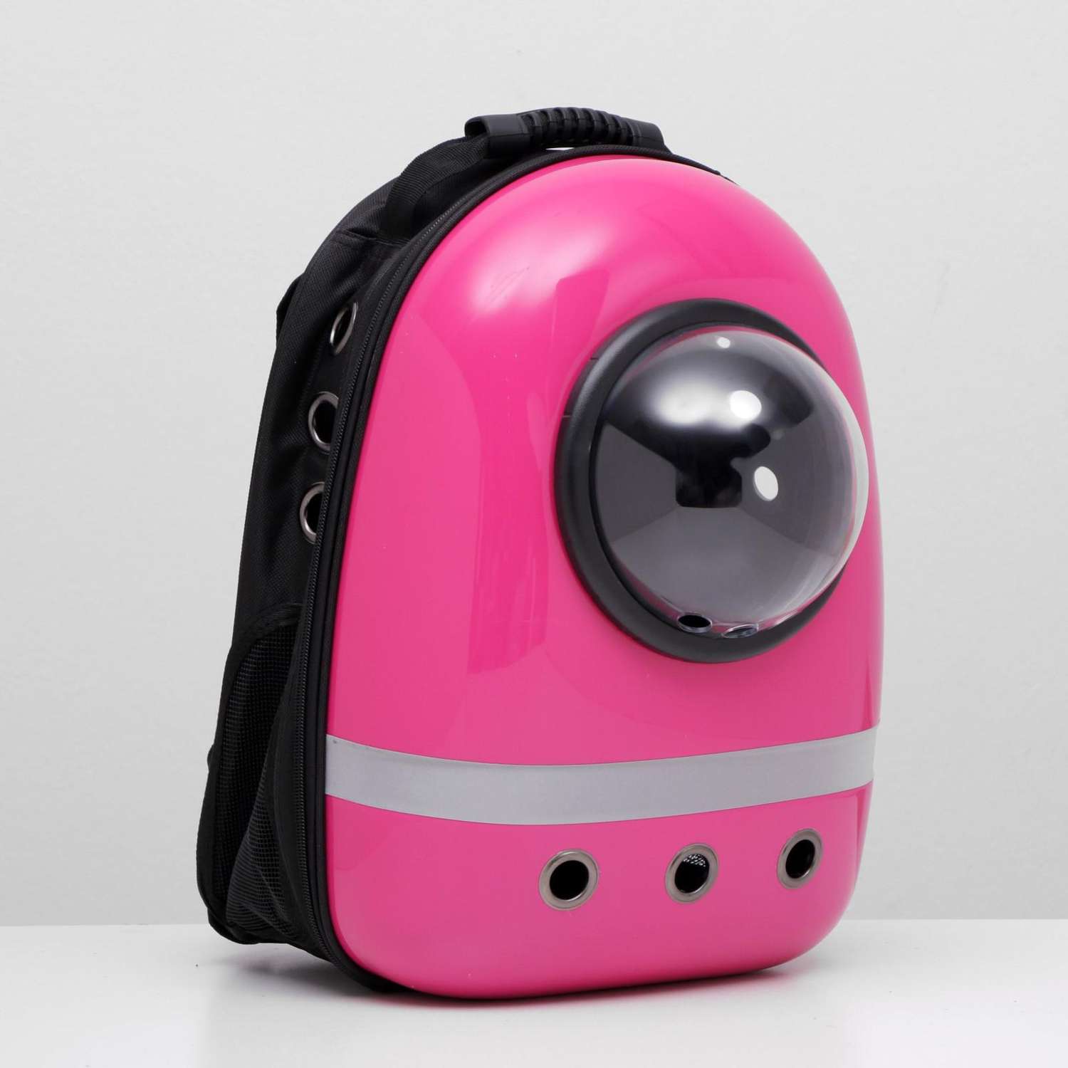 Рюкзак для переноски животных Пижон с окном для обзора и светоотражающей полосой 32х26х44 см розовый - фото 1