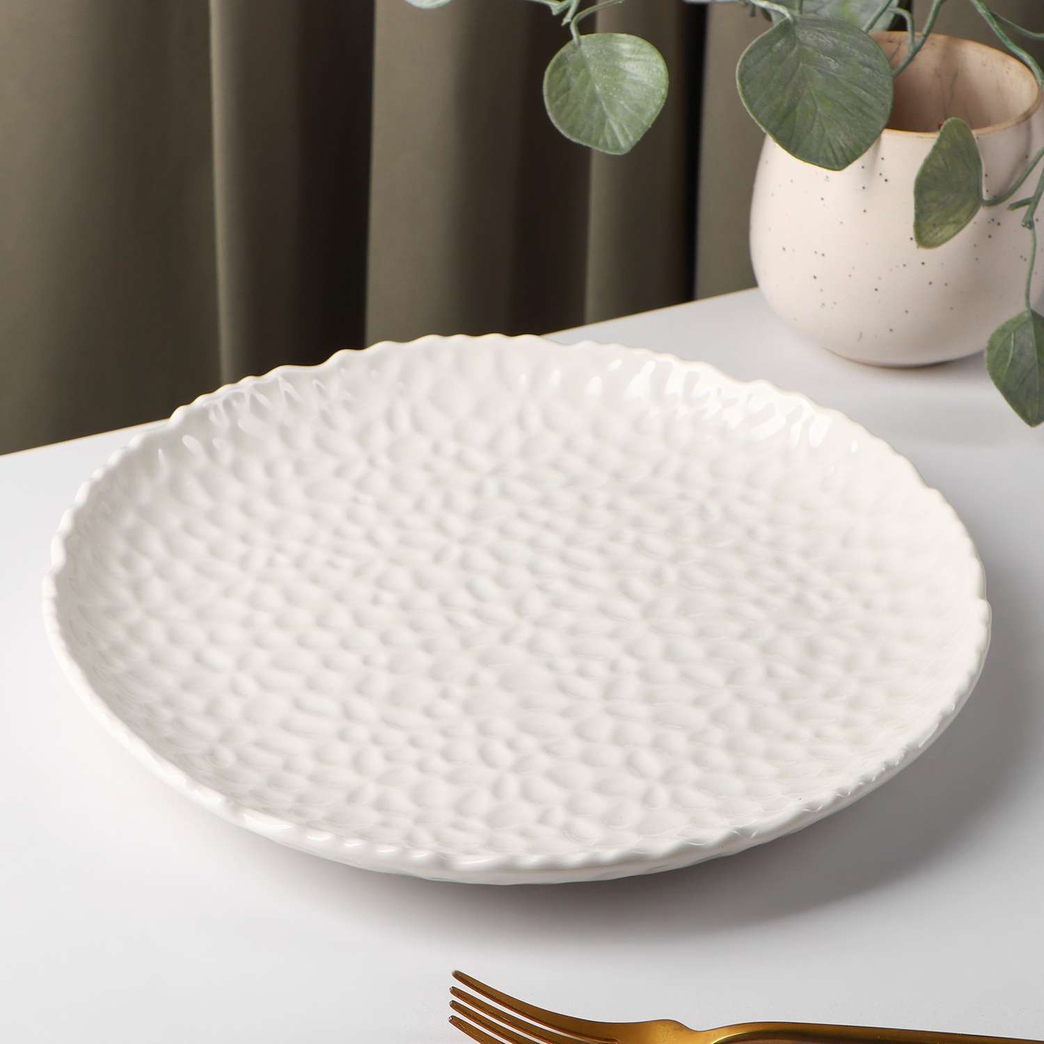 Тарелка Sima-Land керамическая обеденная «Воздушность» d=25 5 см цвет белый - фото 2