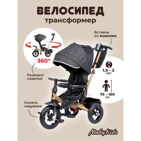 Велосипед трехколесный Moby kids Leader 360 12x10 air черный