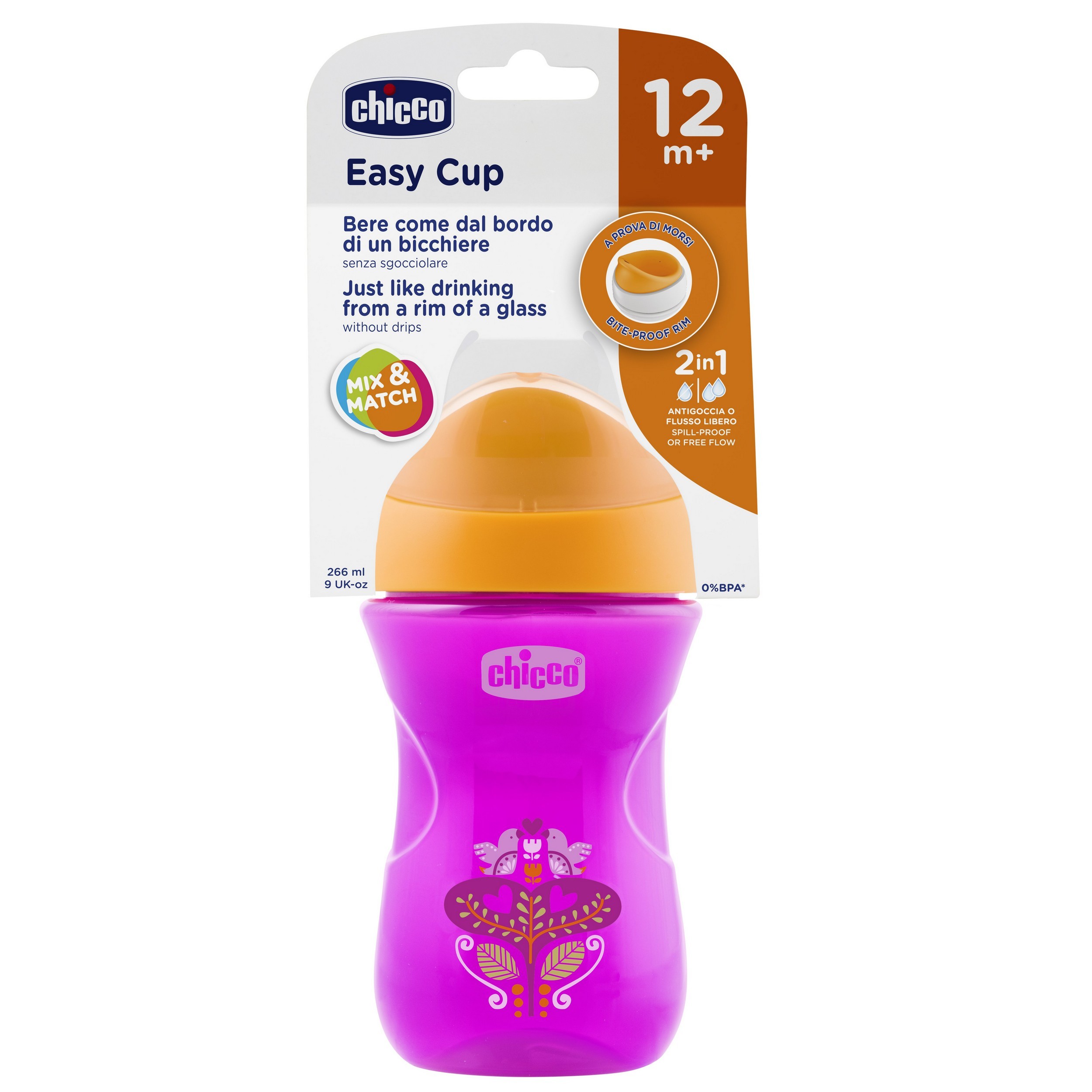 Чашка-поильник Chicco Easy Cup 266 мл с 12 месяцев Розовый Цветочек - фото 3