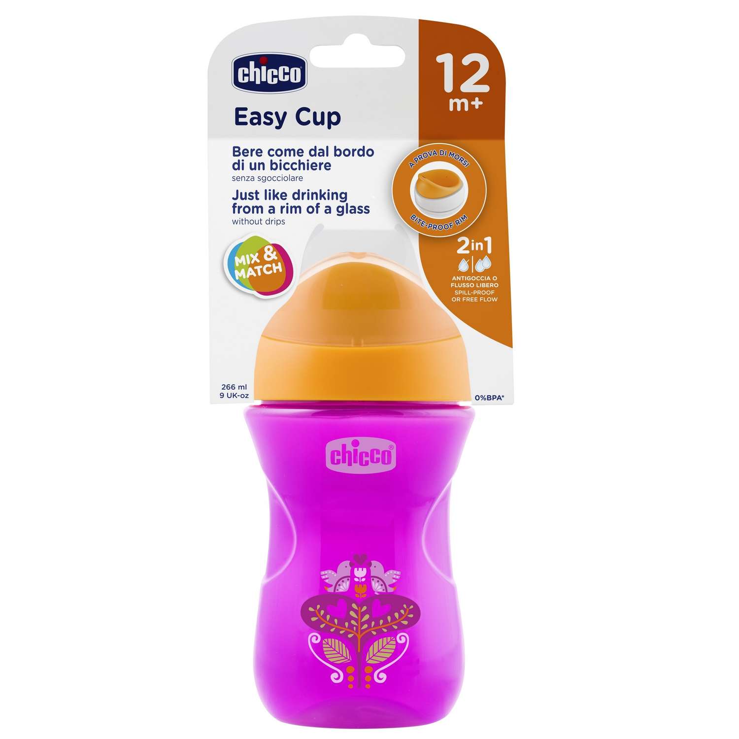 Чашка-поильник Chicco Easy Cup 266 мл с 12 месяцев Розовый Цветочек - фото 3