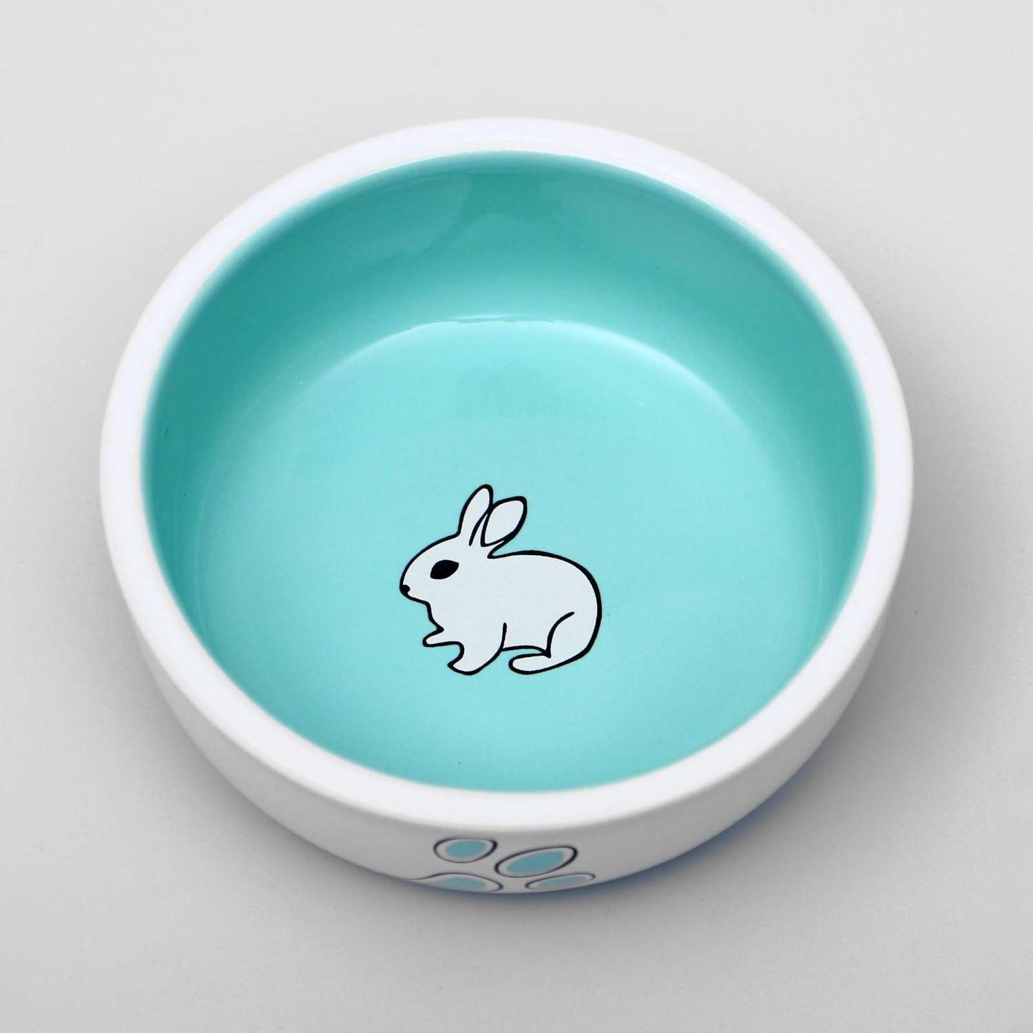 Миска Пижон керамическая для кроликов 10х3.7 см бело-зеленая 290 мл - фото 2