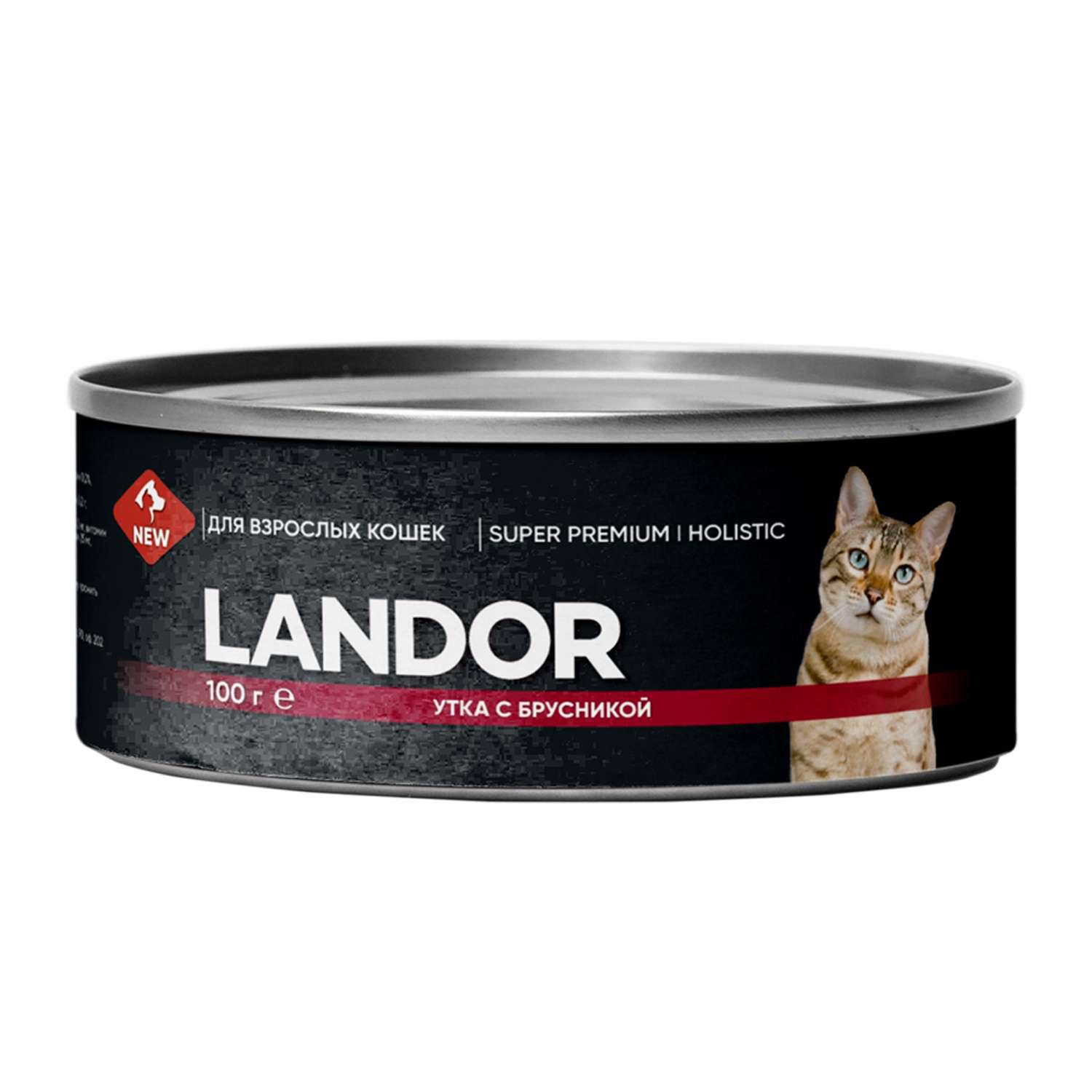 Корм для кошек Landor 0.1кг взрослых утка с брусникой ж/б - фото 1