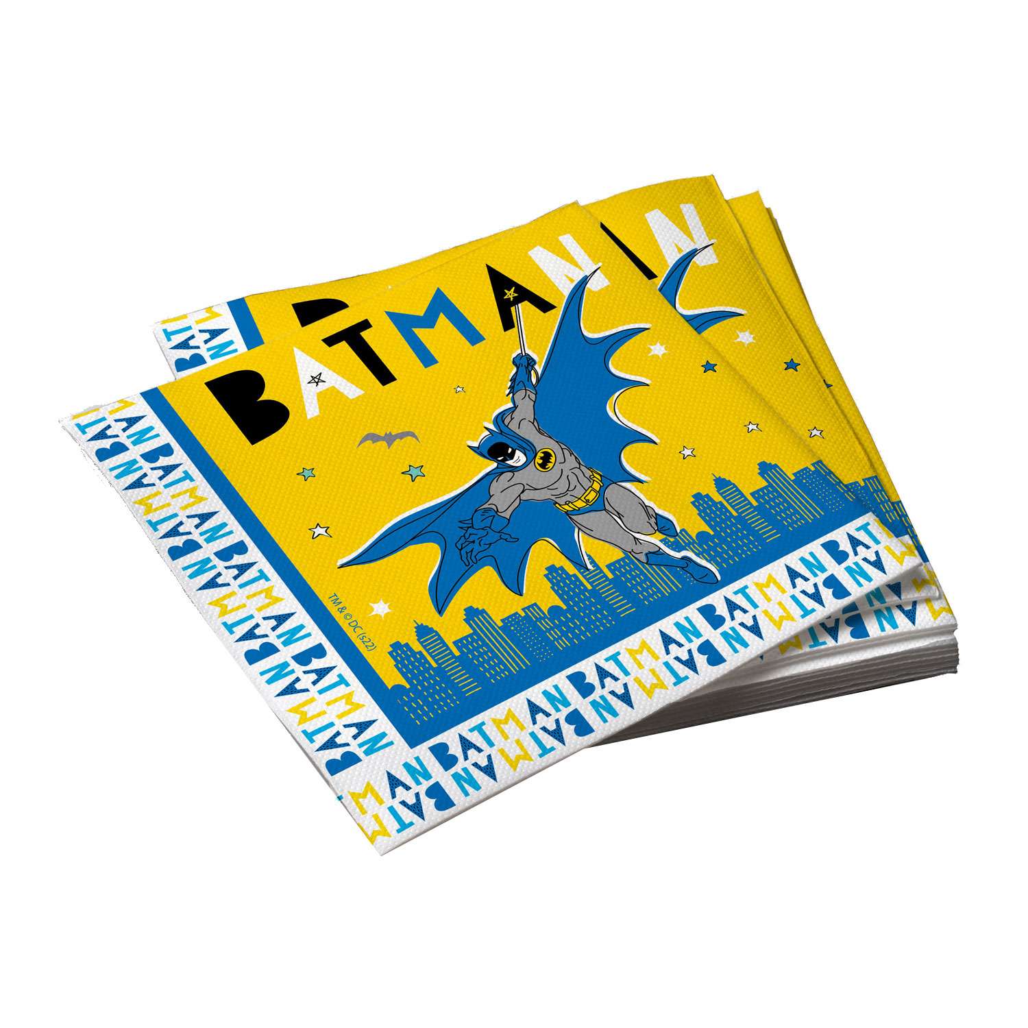 Салфетки ND PLAY Batman бумажные трехслойные желтые 33*33см 40шт - фото 1