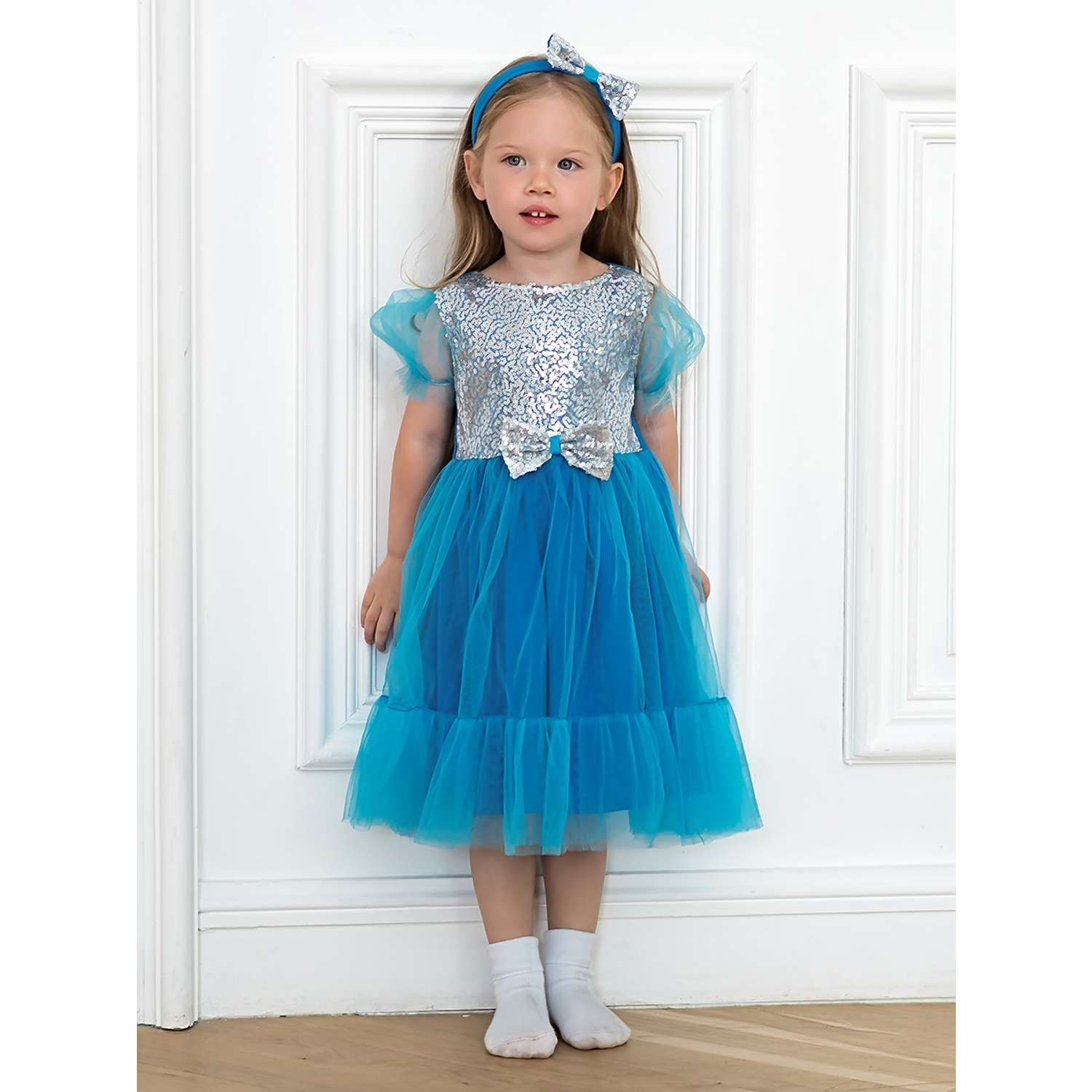 Платье Trendyco kids ТК608/синий-коралл - фото 1