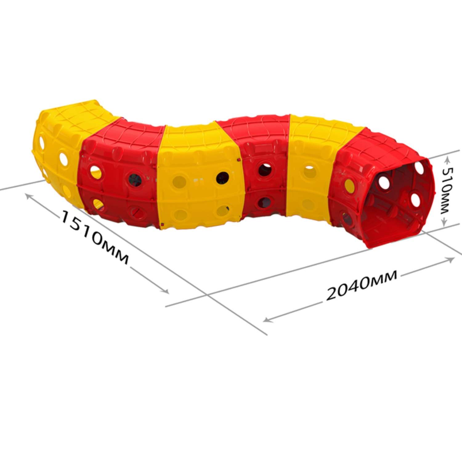 Игровой туннель для ползания Doloni из 6-и секций желто-красный 1.5х2х0.5 м - фото 2