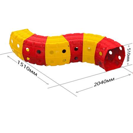 Игровой туннель для ползания Doloni из 6-и секций желто-красный 1.5х2х0.5 м