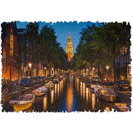 Пазл деревянный UNIDRAGON Вечерний Амстердам 43x30 см 500 деталей