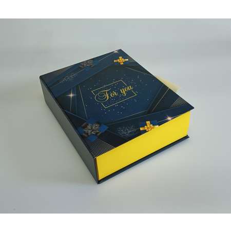 Коробка подарочная Cartonnage книжка с атласными лентами Очарование синий