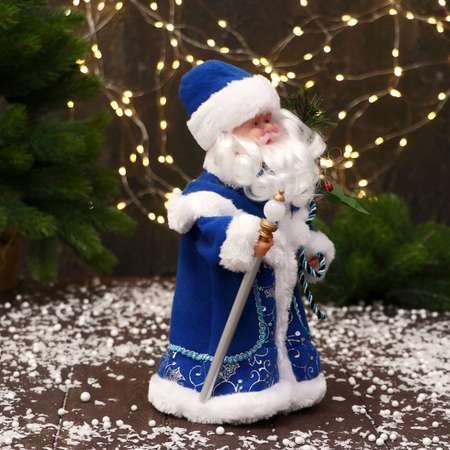 Дед мороз Зимнее волшебство «Синяя шуба с посохом» 27 см
