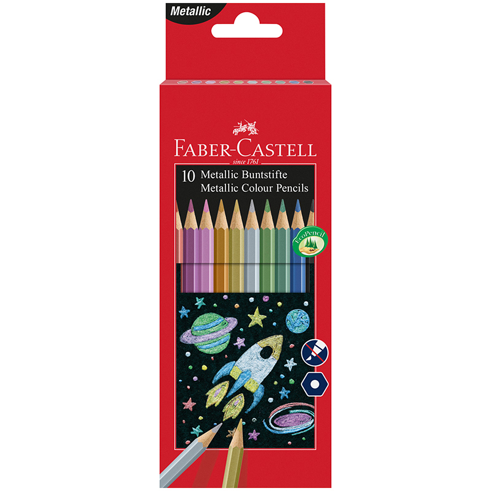 Карандаши цветные Faber Castell 10 цветов металлик - фото 1