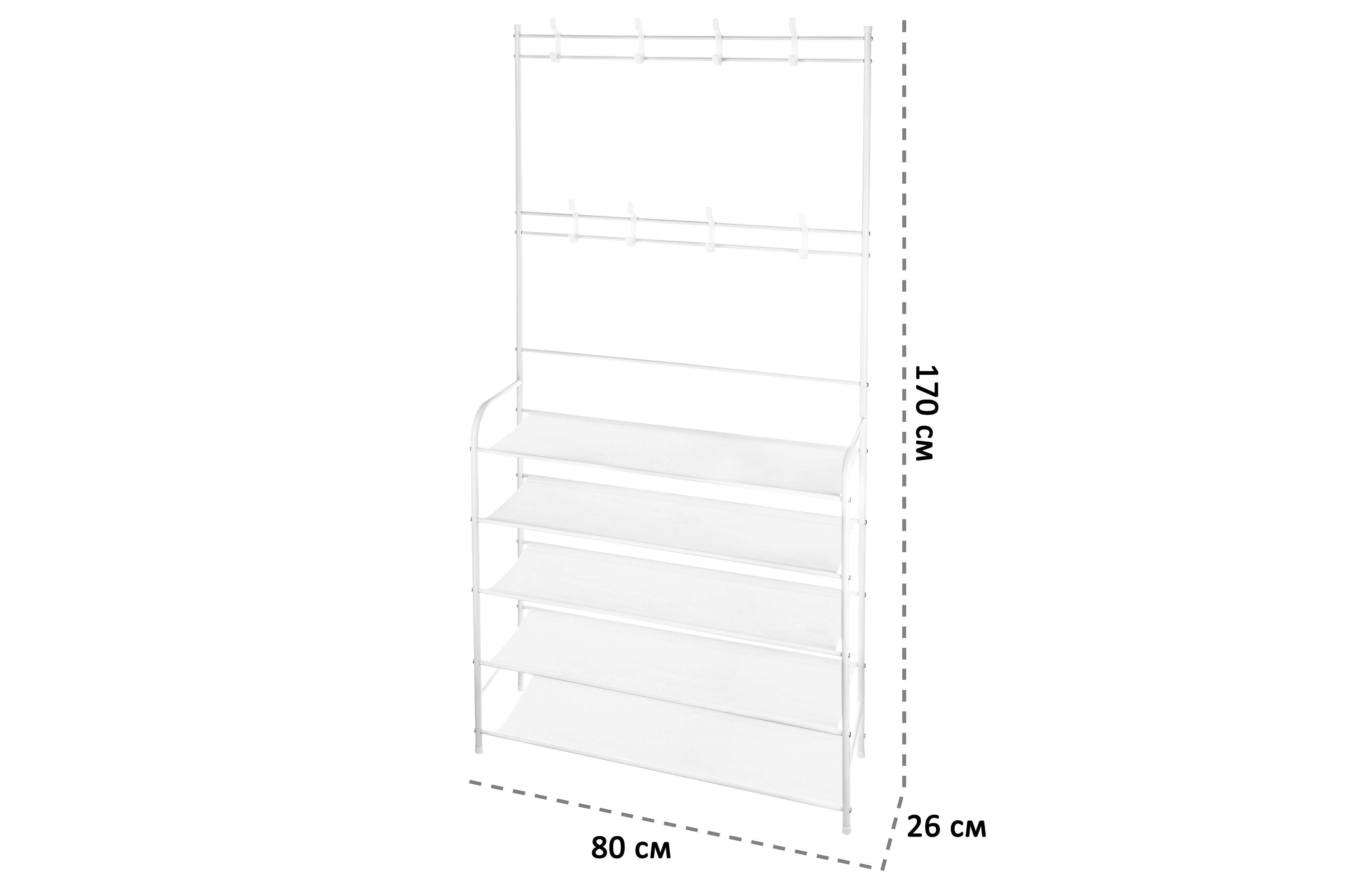 Вешалка El Casa напольная 80х26х170 см Белая с 5 полками - фото 3