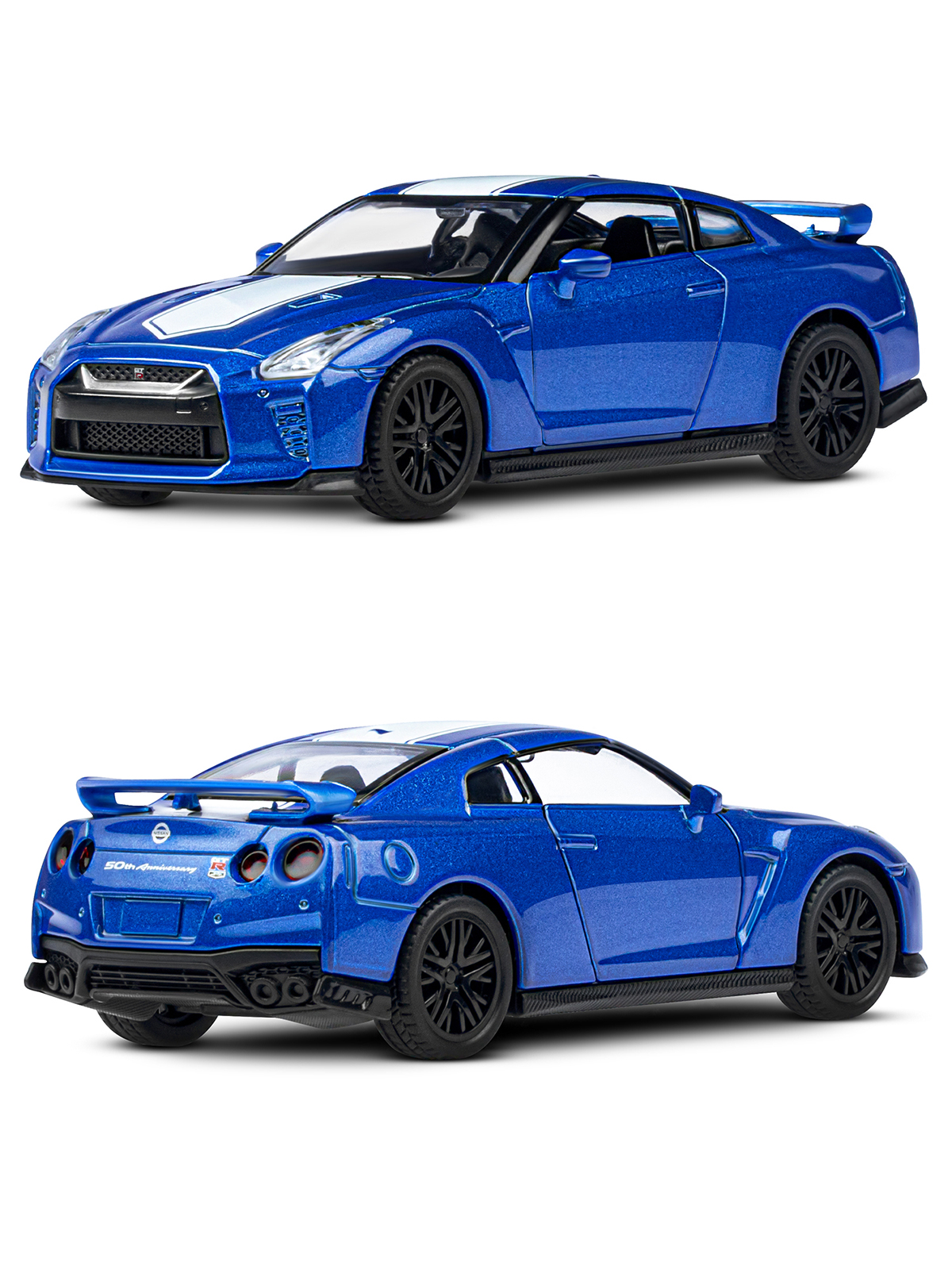 Автомобиль АВТОпанорама Nissan GT R R35 1:43 синий JB1251577 - фото 5