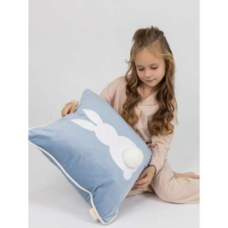 Подушка декоративная детская Мишель Зайка голубой цвет