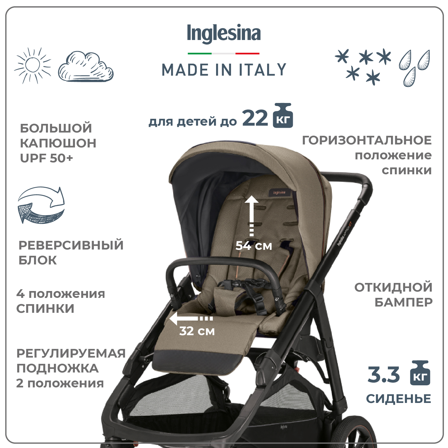 Коляска 2 в 1 INGLESINA Aptica XT New с подставкой под люльку Stand Up Tuareg Beige - фото 7