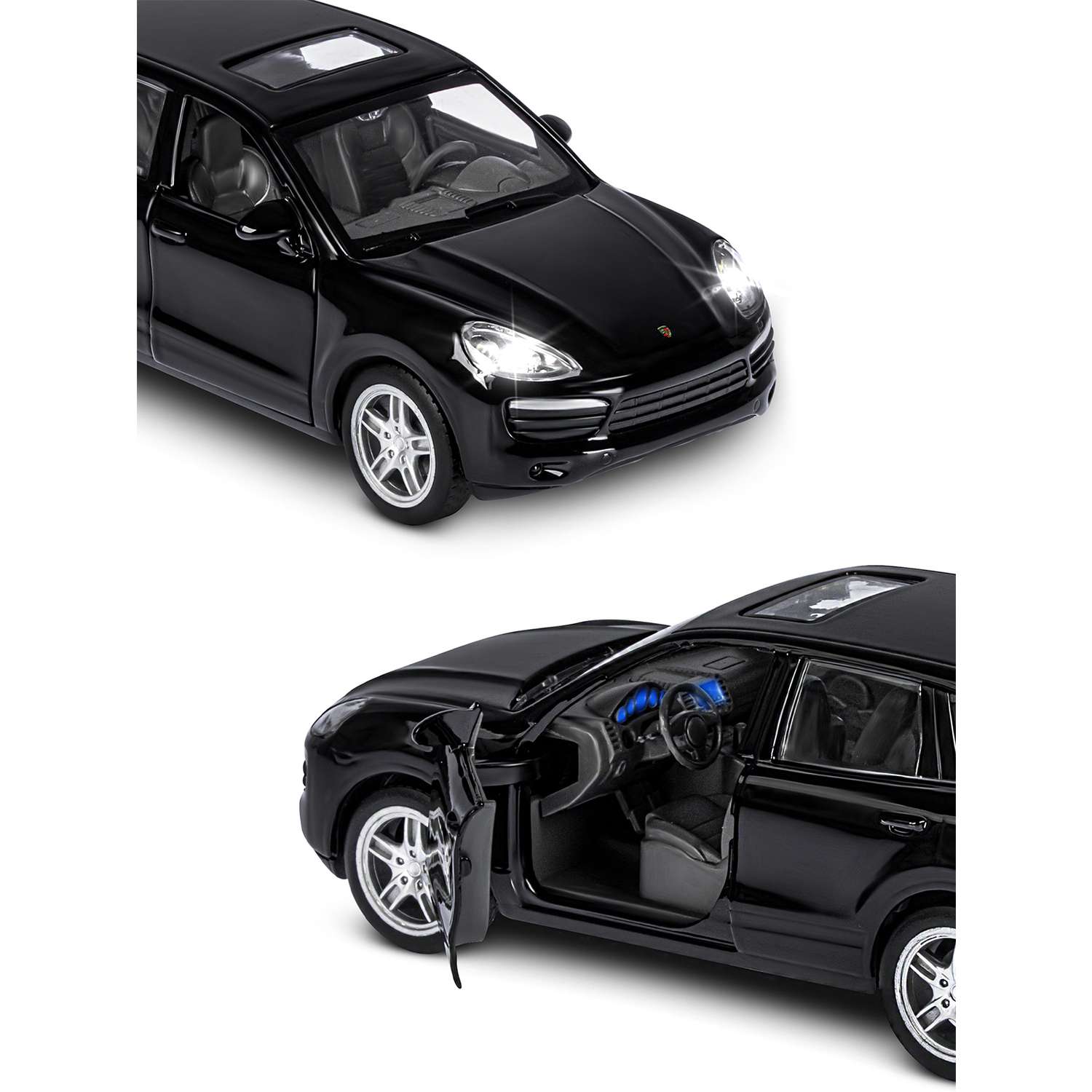 Машинка металлическая АВТОпанорама игрушка детская Porsche Cayenne S 1:32 черный JB1251579 - фото 7