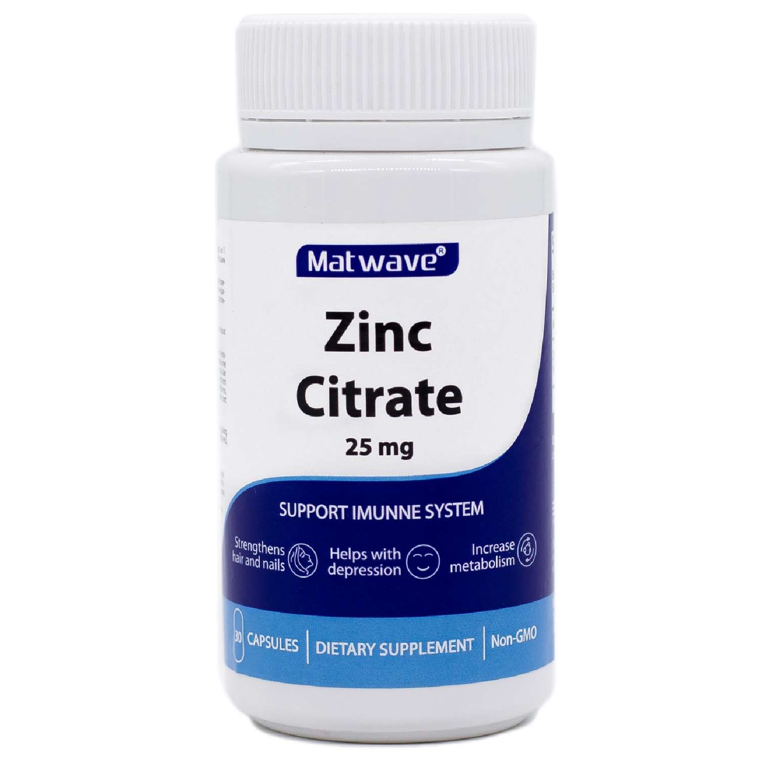 БАД Matwave Цинка Цитрат Zinc Citrate 25 мг 30 капсул комплект 3 банки - фото 4