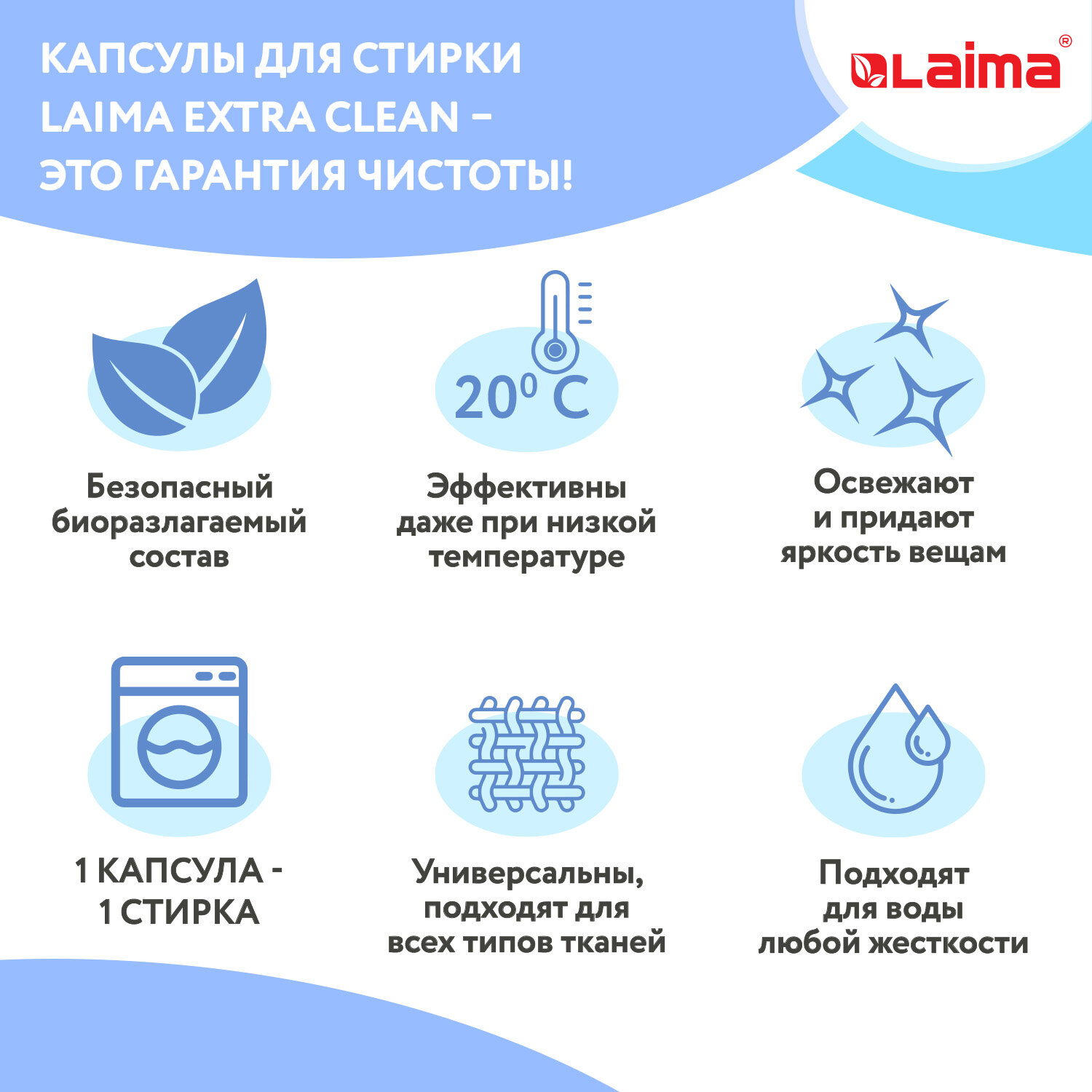 Капсулы для стирки белья Лайма с кондиционером большие 60 шт 4 в 1 - фото 9