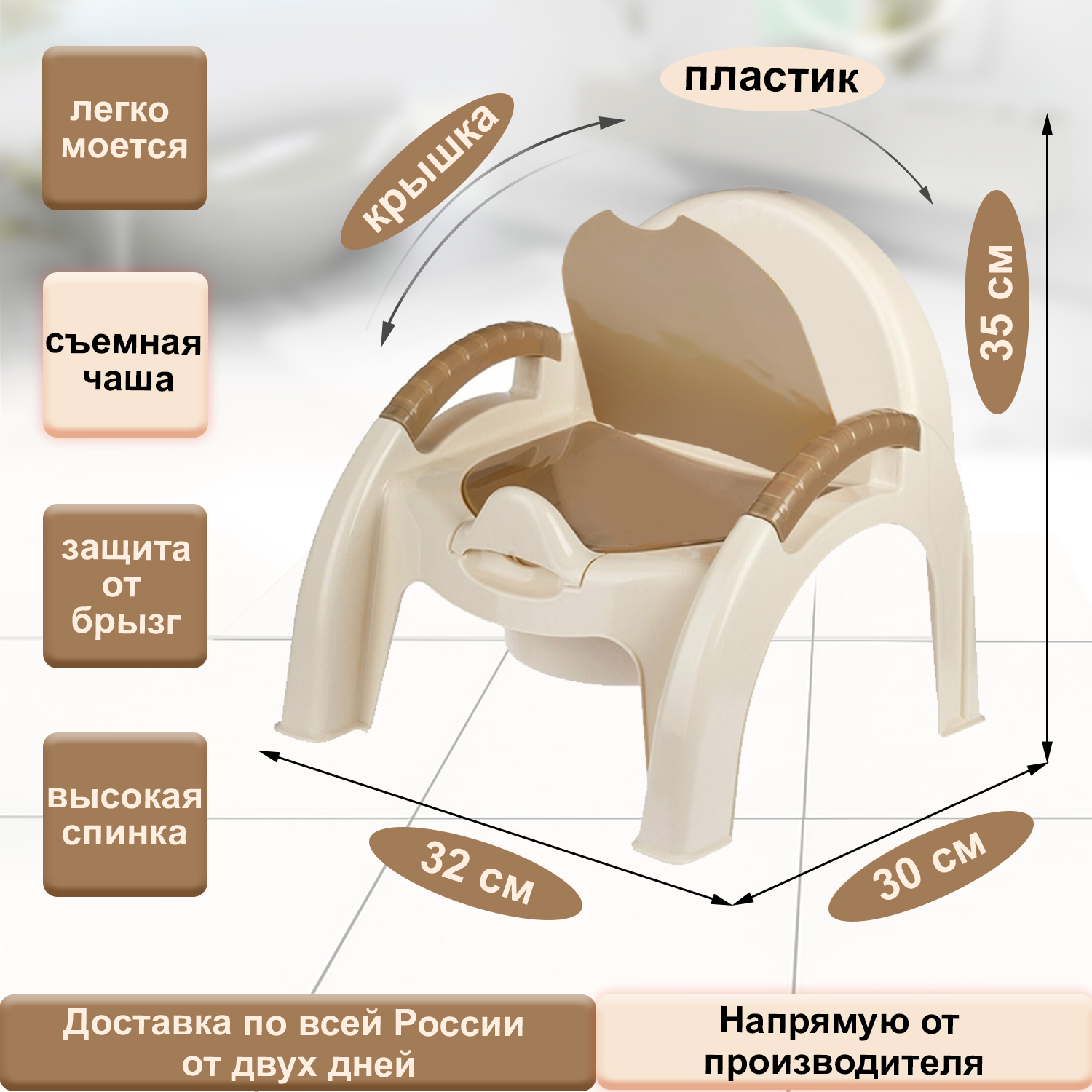 Горшок детский elfplast стульчик слоновая кость бежевый - фото 2