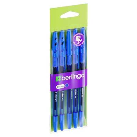 Ручка шариковая Berlingo Tribase grip синяя 1.0мм 5 шт.