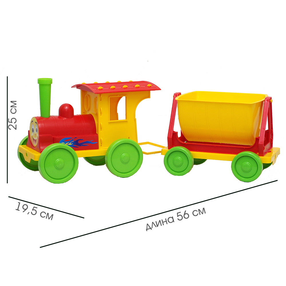 Поезд с песочным набором Doloni красный 24х56х19 см - фото 2