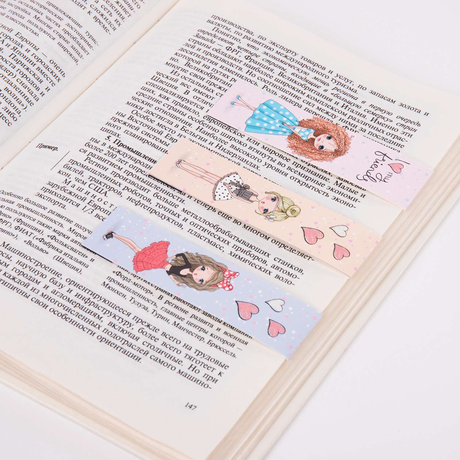 Закладки магнитные Юнландия для книг учебников и тетрадей 6 штук Fashion Girls - фото 6