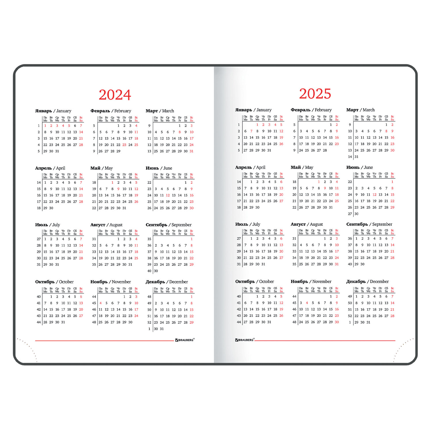Ежедневник Brauberg датированный на 2024 год формата А5 под кожу - фото 8
