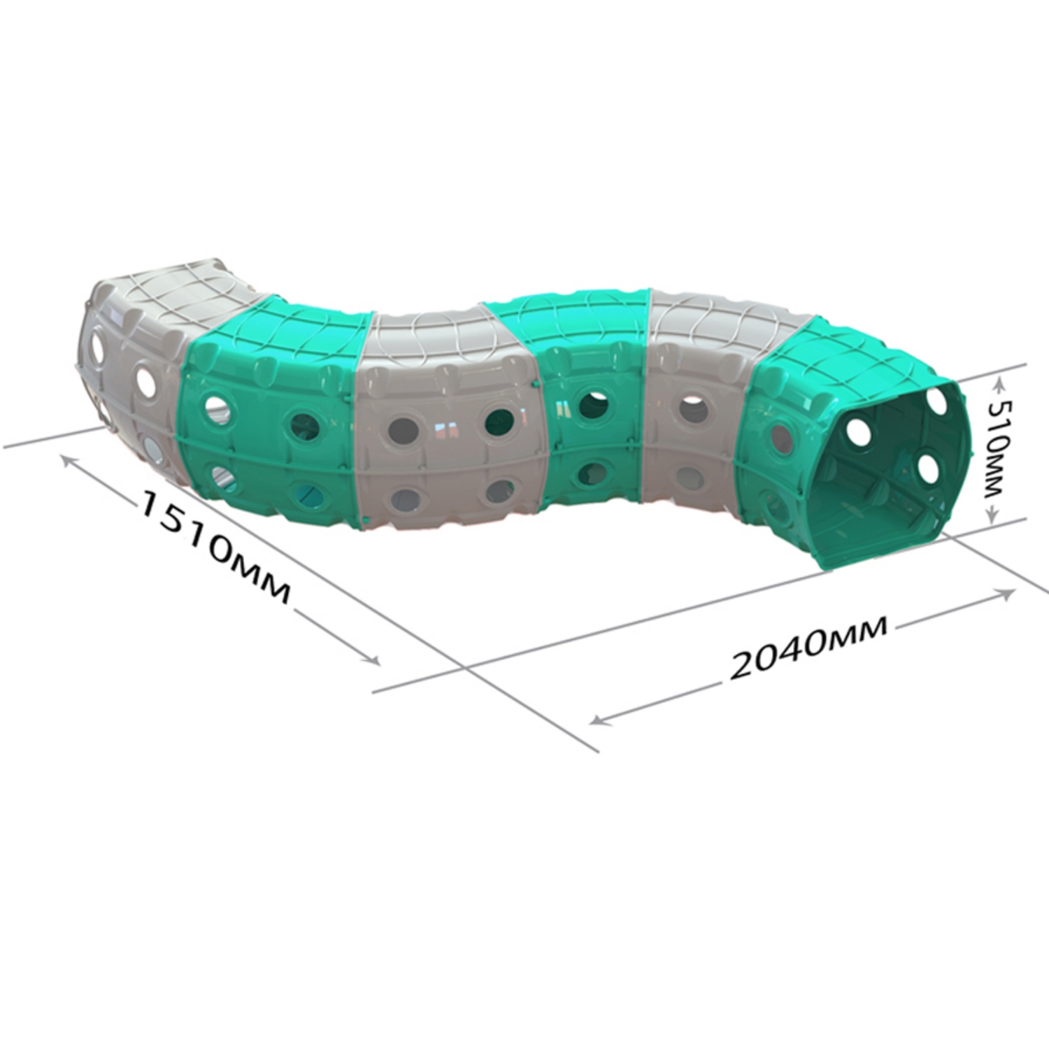 Игровой туннель для ползания doloni из 6-х секций, серо-мятный, 1.5х2х0.5 м 01472/1