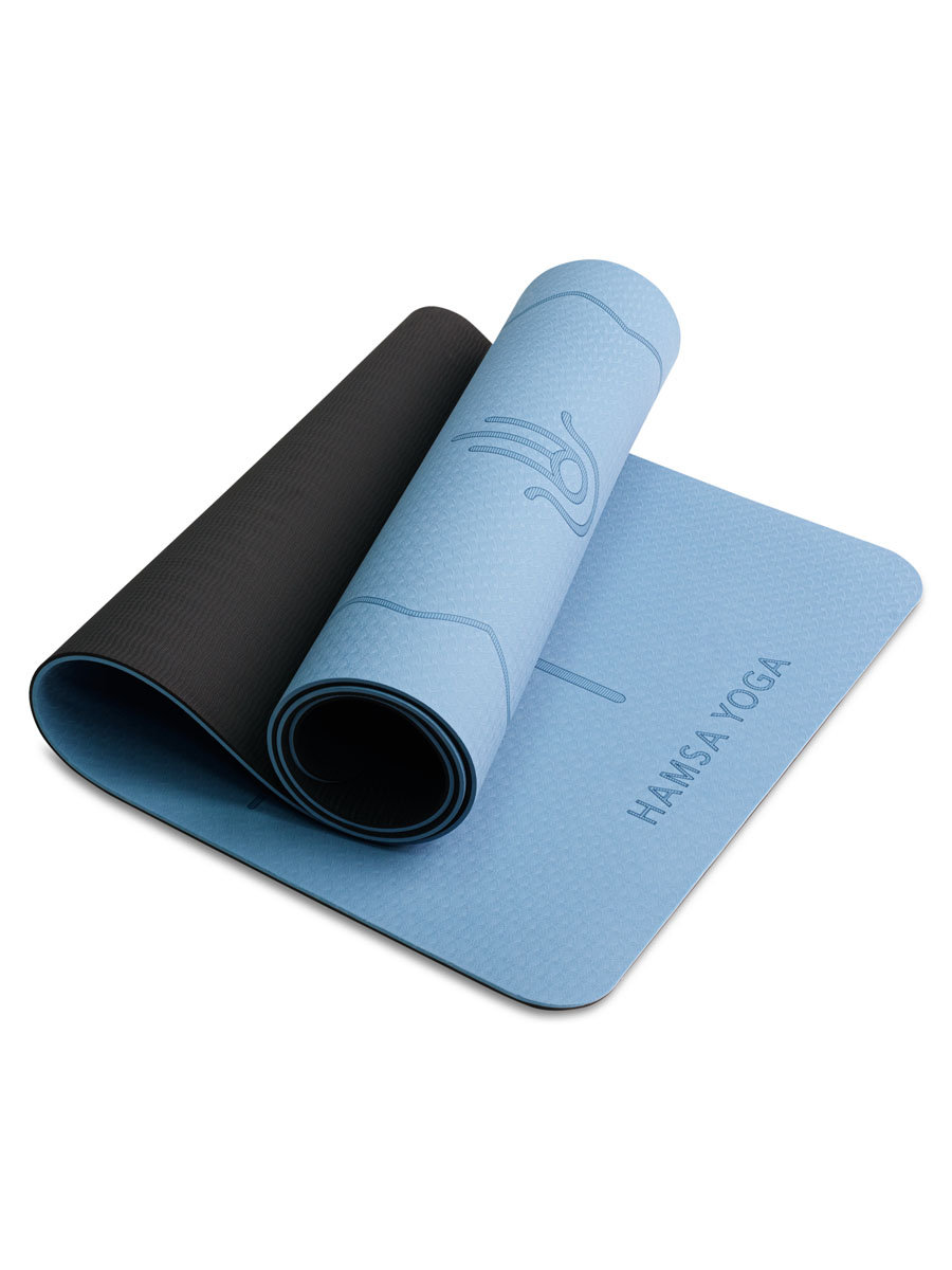 Коврик для йоги и фитнеса Hamsa Yoga TPE 183х61х0.6 см синий - фото 1