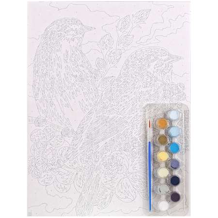 Картина по номерам Greenwich Line Весенние птицы A3 с акриловыми красками