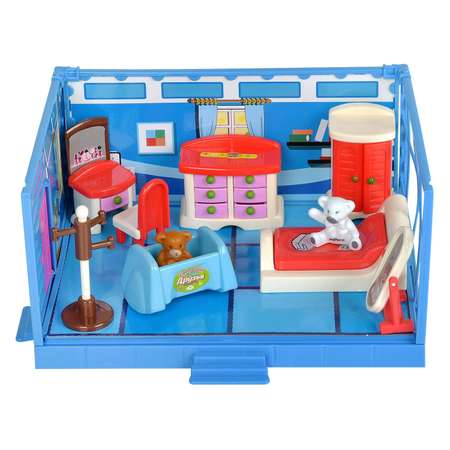 Игровой набор ABTOYS Счастливые друзья Модульная комната Спальня с мебелью и фигурками животных 11 предметов