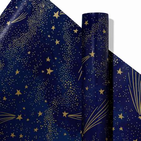 Бумага упаковочная Красота в Деталях Звезды на темно-синем фоне