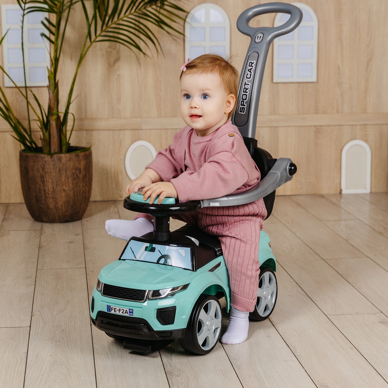 Каталка BabyCare Sport car кожаное сиденье мятный - фото 12