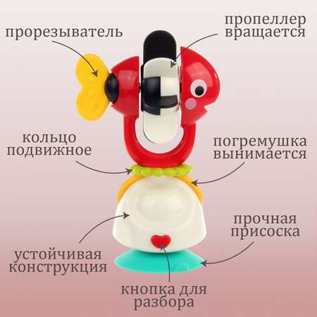 Погремушка Прорезыватель MyMoon на присоске тактильные развивающие игрушки