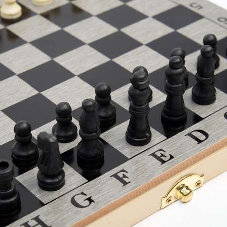 Настольная игра Sima-Land 3 в 1 «Шелест» нарды шахматы шашки 24х24 см