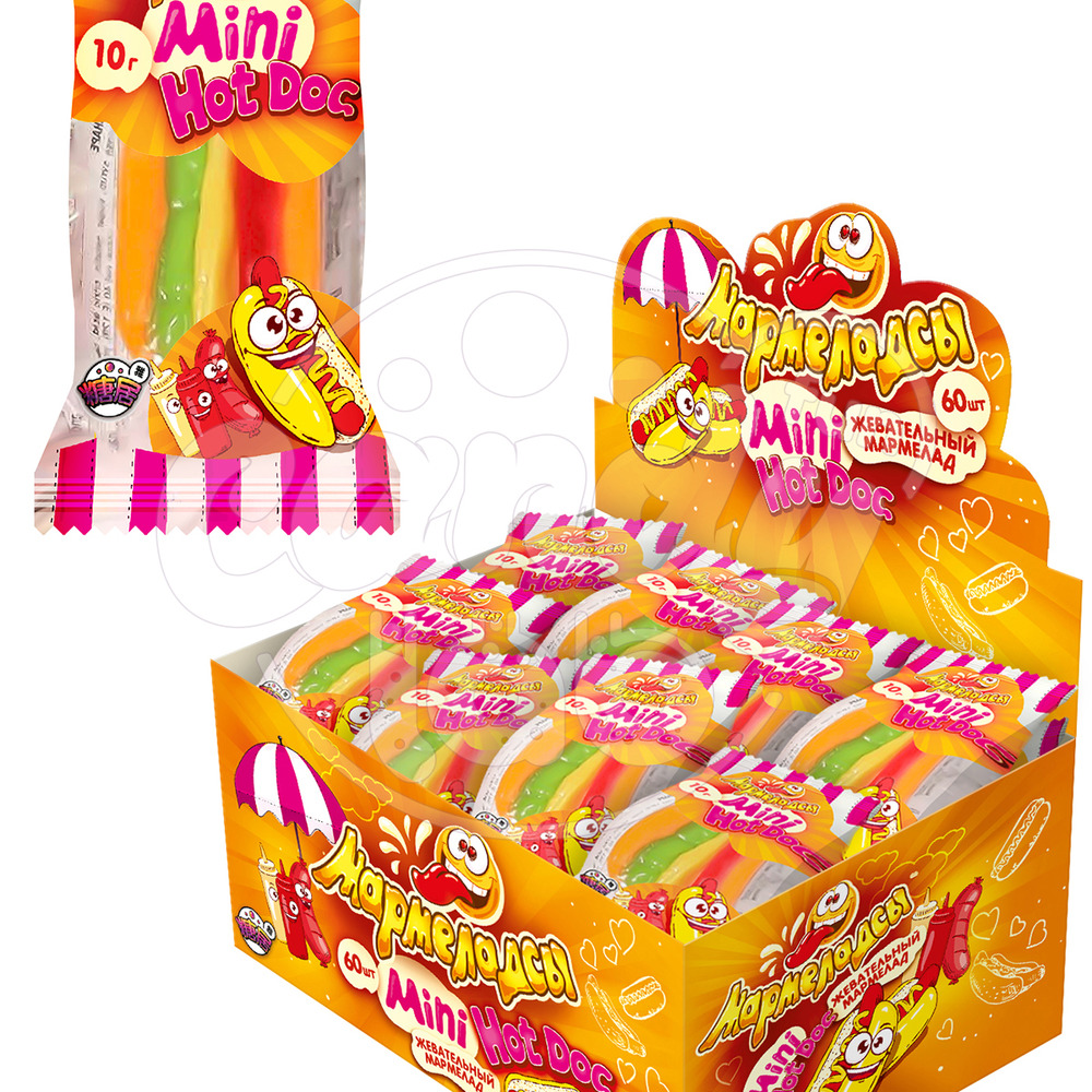 Мармелад жевательный Fun Candy Lab Мармеладсы mini HOTDOG фруктовый микс 60 шт по 10 гр - фото 3