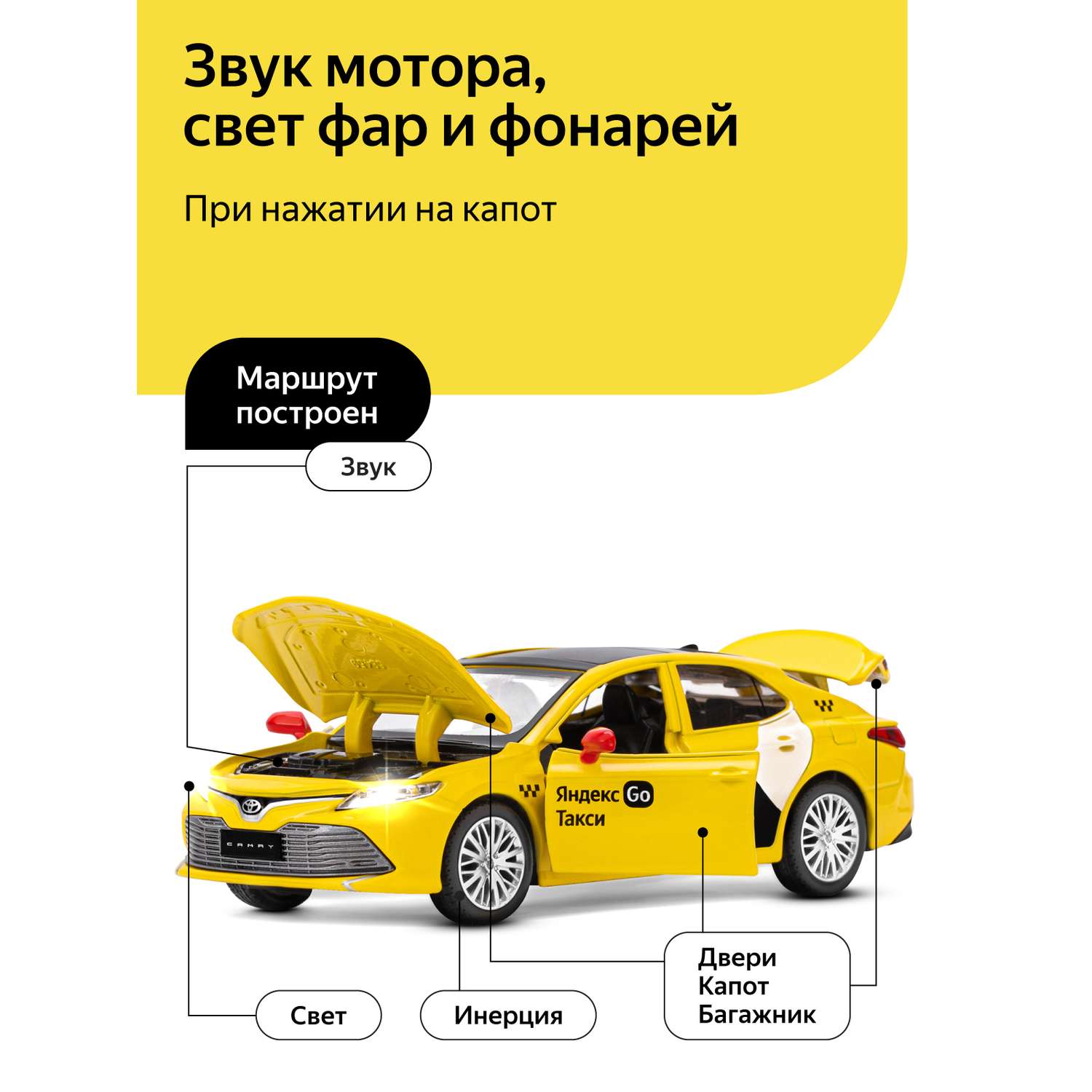 Машинка металлическая Яндекс GO игрушка детская Toyota Camry цвет желтый JB1251482 - фото 2