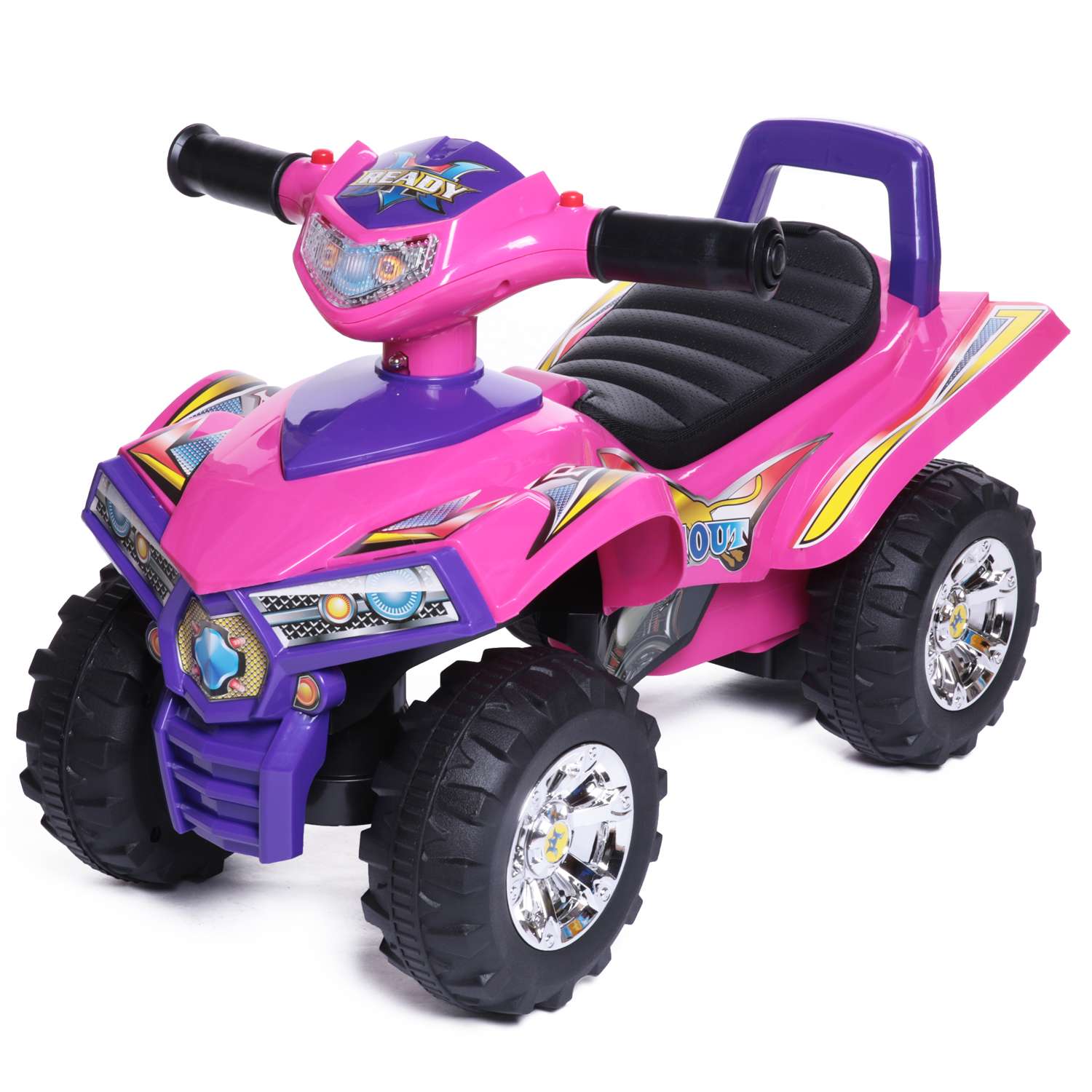 Каталка BabyCare Super ATV кожаное сиденье розовый фиолетовый - фото 1