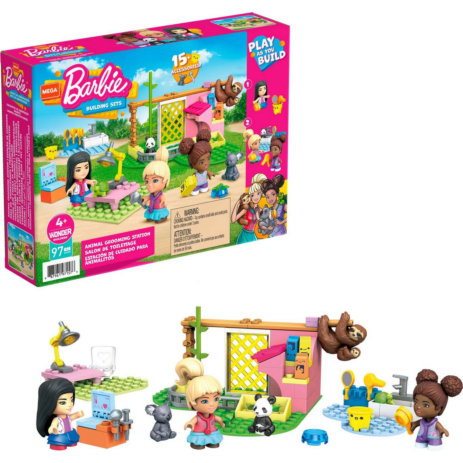 Конструктор Mega Construx Barbie Салон для животных блочный - фото 9