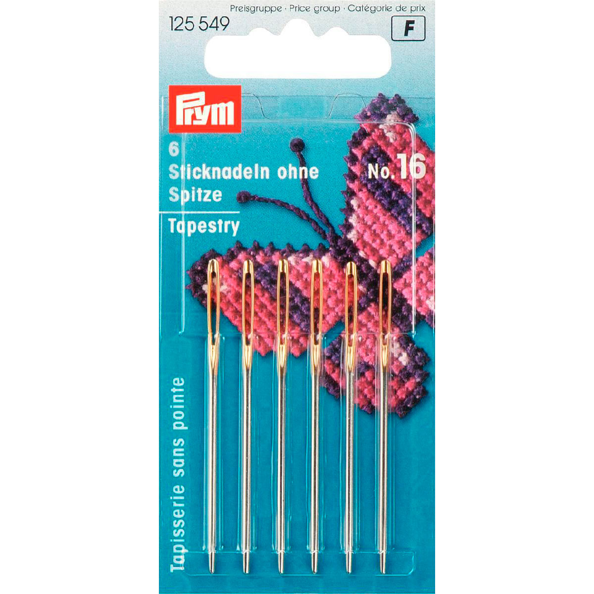 Иглы Prym ручные гобеленовые с большим ушком тупым концом Tapestry № 16 6 шт 125549 - фото 3