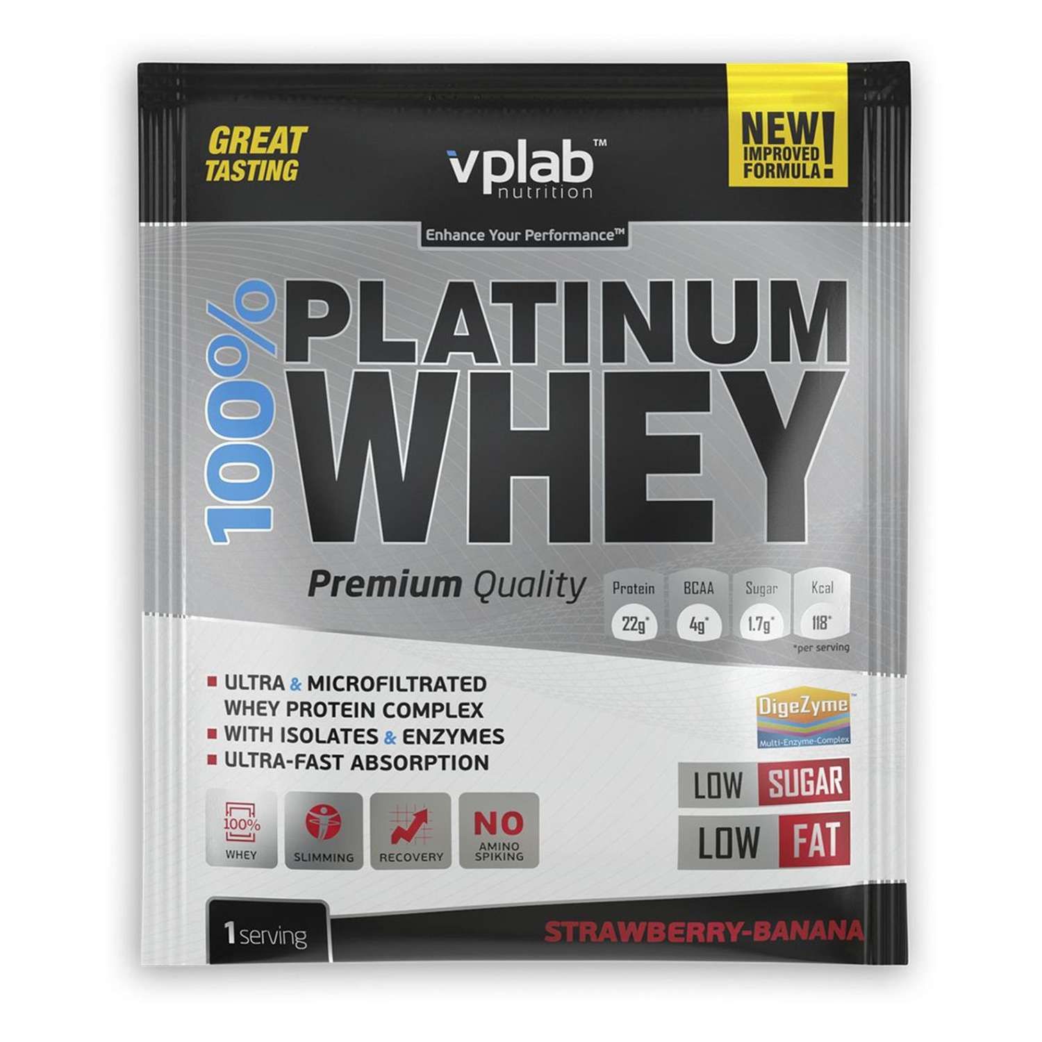 Протеин VPLAB Platinum Whey 100% клубника-банан 30г - фото 1