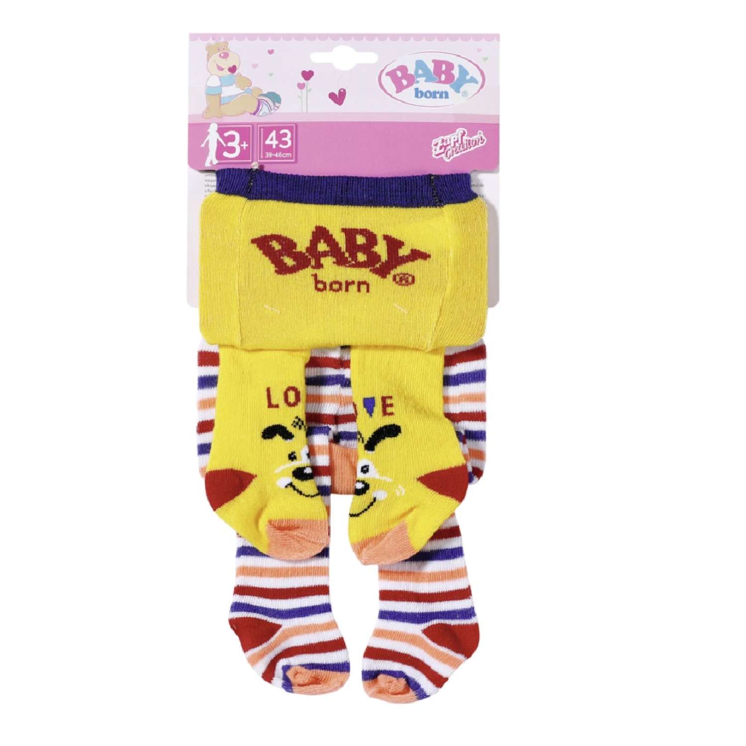 Игрушка Zapf Creation Baby Born Колготки 2 пары желтые и полоска на куклу 43 см 831-748Y - фото 1